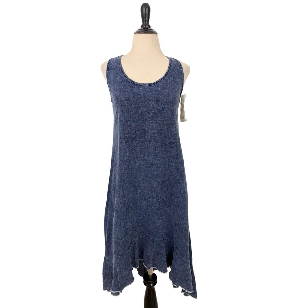 Mr Buho New Belone Mayan DRESS S Blue Chambray Gauze Boho Indie Beach Artsy NWT